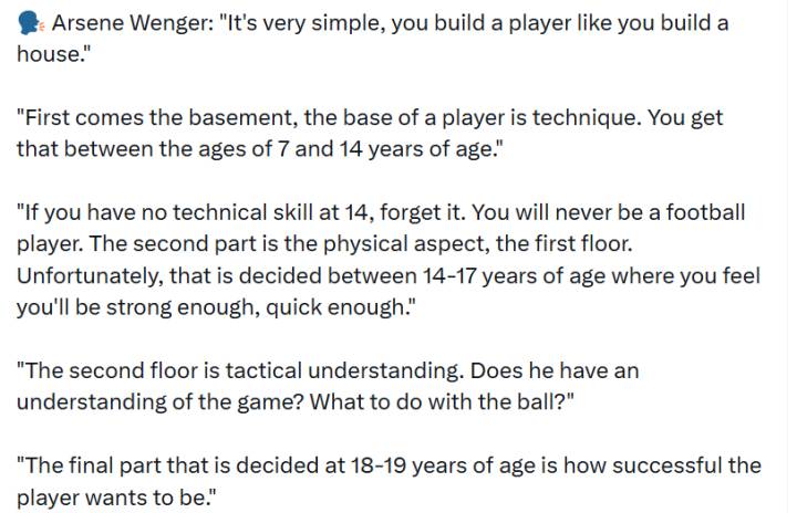 温格:培养球员就像盖房子,地基是技术&第一层是身体素质 新闻