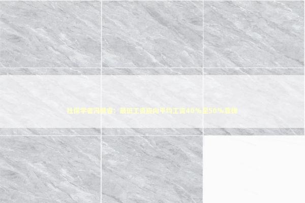 社保学者冯朝睿：最低工资应向平均工资40%至50%靠拢 新闻