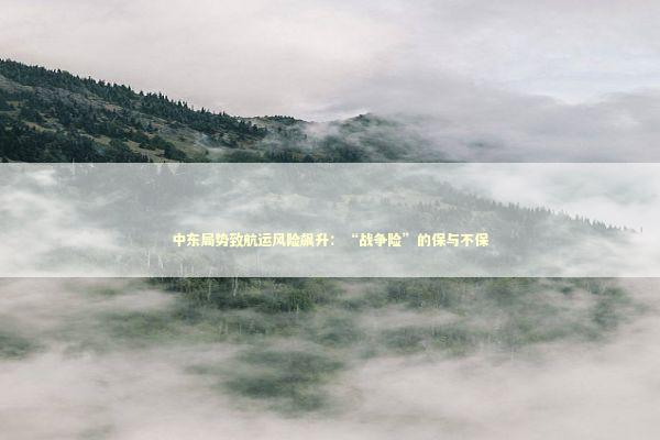 中东局势致航运风险飙升：“战争险”的保与不保 新闻